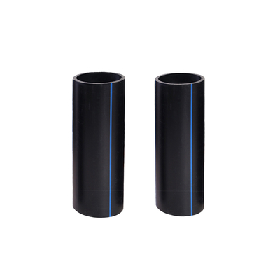 จําหน่ายน้ํา ท่อ HDPE สีดําที่มีเส้นสีฟ้าตัดตามขนาด