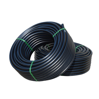 ท่อประปา HDPE ที่ทนทานต่อการกัดกร่อน DN16mm-1800mm สีฟ้าหรือสีดําที่มีเส้นสีฟ้า