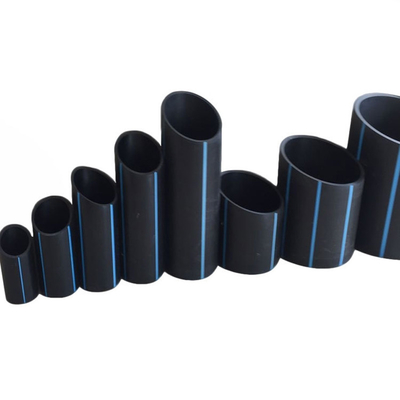 PE HDPE ท่อประปาน้ํา สีฟ้า หรือ สีดํา มีเส้นสีฟ้า สําหรับประปาน้ําและระบายน้ํา มีเส้นสีฟ้า PE